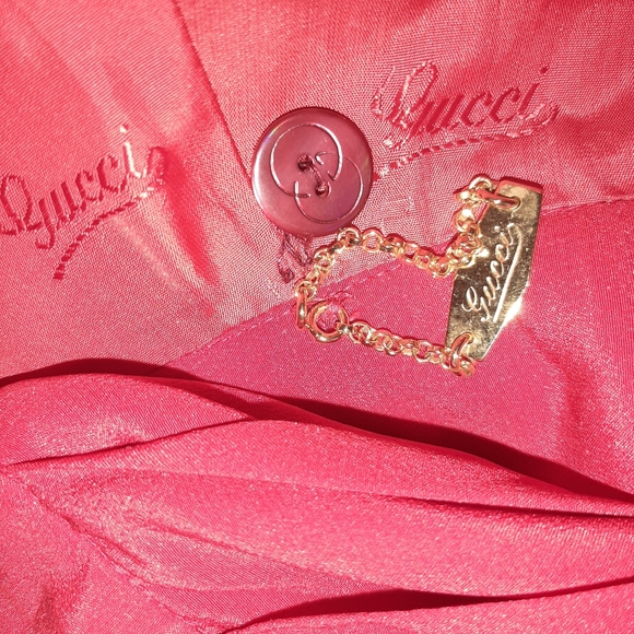 Vintage GUCCI Red Pleated Silk Crepe Blouse & Skirt  Set - Picture 10 of 12